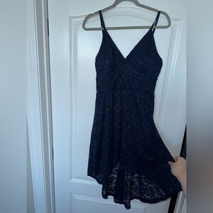 Navy blue, lace, high-low, padded cup, dress.​​​​